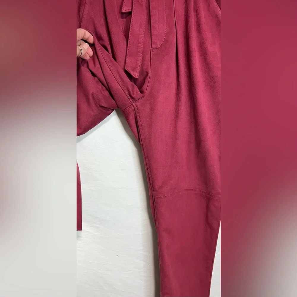 FREE PEOPLE Nightfall Vegan Suede High Rise Paperbag Waist Pants Casual Office
